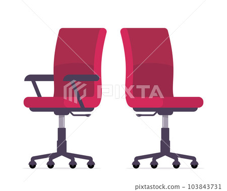 Office chair with and without armrests, in various points of view. Furniture for office Interior in flat style. Vector illustration. Office chair with and without armrests, in various points of view. Furniture for office Interior in flat style. Vector illustration. 103843731