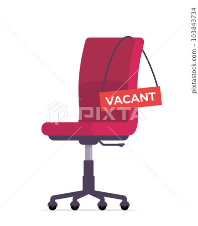 Red office chair and sign vacant. Business hiring and recruiting concept. Vector illustration. 103843734