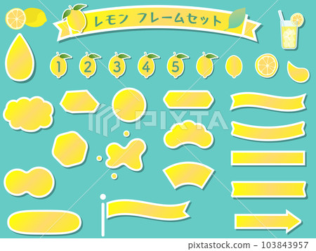 Energizing vitamin color lemon frame set vector illustration 103843957