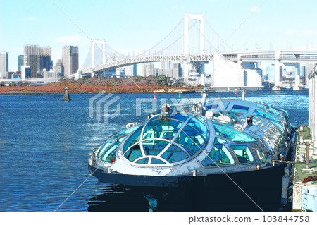rainbow bridge, blue water, marine 103844758