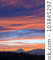 Blue and red sky and Mt.Fuji at twilight 103845297