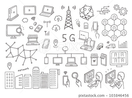 5G/net相關手繪插畫集（單色） 103846456