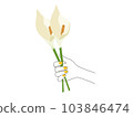 An illustration giving a message to a white color holder with an elegant hand with yellow manicure (nails) 103846474