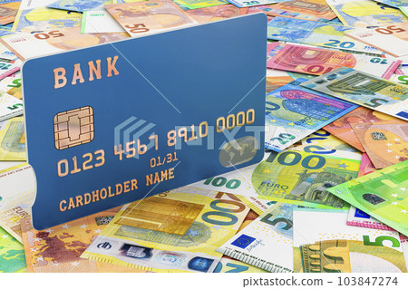 Credit card on the euro background, 3D rendering Credit card on the euro background, 3D rendering 103847274