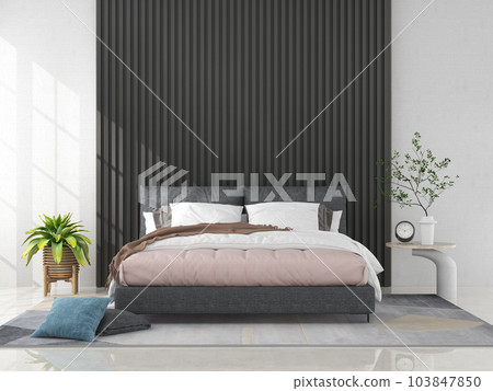 Interior living room with bed and decorations. Scandinavian design. 3D render Interior living room with bed and decorations. Scandinavian design. 3D render 103847850