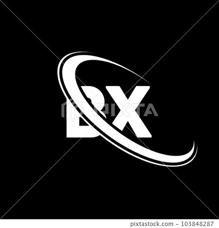 BX logo. B X design. White BX letter. BX/B X letter logo design. Initial letter BX linked circle uppercase monogram logo. 103848287