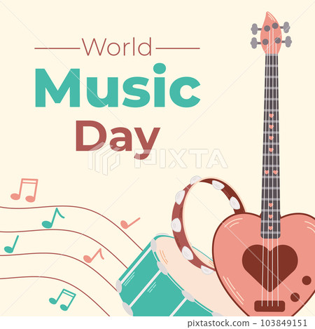 World music day celebration square background. Colorful template 103849151