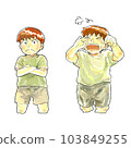 一個男孩生氣和哭泣的插圖 103849255