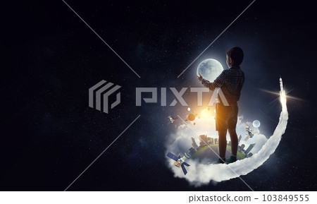 Space exploration concept. . Mixed media Space exploration concept. . Mixed media 103849555
