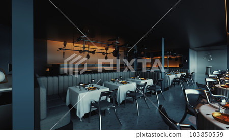 high-end restaurant that appears to be deserted high-end restaurant that appears to be deserted 103850559