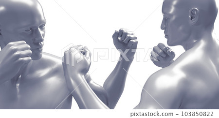 3d render of two boxing shirtless men on white background. 3d render of two boxing shirtless men on white background. 103850822