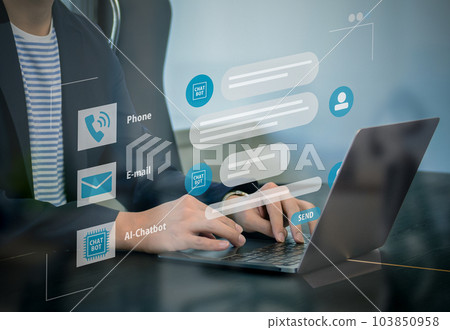 Image of business communication chatbot telephone email 103850958