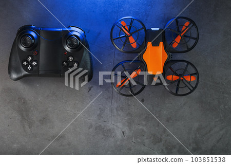 Quadcopter drone with joystick control and blue neon backlight 103851538