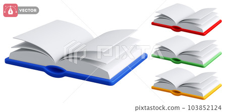 3d Realistic Open Book Icon Set 103852124