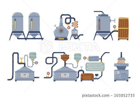 Whiskey Drink Production and Manufacture Vector Set 103852735