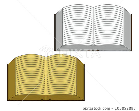 Illustration set of open new and old books (with main lines) Illustration set of open new and old books (with main lines) 103852895