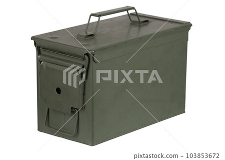 US army green metal ammo box for gun cartridges. 103853672