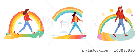 set vector illustration of female support lgbt rights isolate on white background set vector illustration of female support lgbt rights isolate on white background 103853930