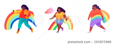 set vector illustration of afro american woman with rainbow flag isolate on white 103853966