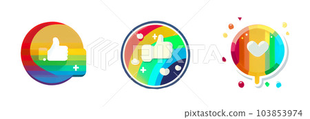 set vector illustration of icon of thumbs up in rainbow color circle isolate on white background 103853974