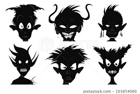 set vector illustration of magic black evil face halloween concept isolated on white background 103854000