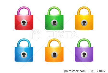 ui set vector illustration of colorful closed lock isolated on white background 103854007