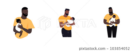 set vector illustration of afro ethnic man hugging his kid and feeling proud and love isolate on white 103854052