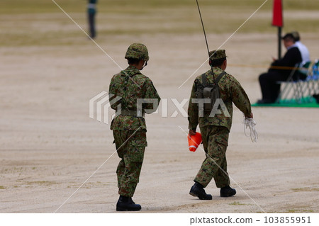 Self-Defense Forces personnel setting explosives Self-Defense Forces personnel setting explosives 103855951