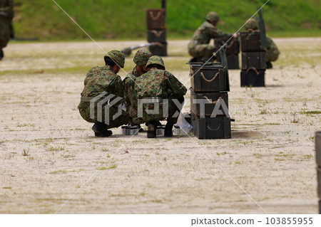Self-Defense Forces personnel setting explosives Self-Defense Forces personnel setting explosives 103855955