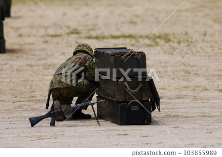 Self-Defense Forces personnel setting explosives Self-Defense Forces personnel setting explosives 103855989