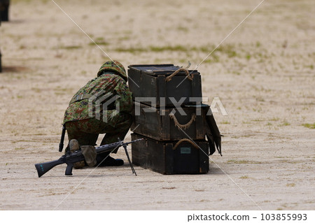 Self-Defense Forces personnel setting explosives Self-Defense Forces personnel setting explosives 103855993