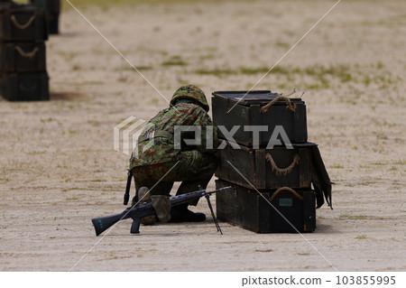Self-Defense Forces personnel setting explosives 103855995