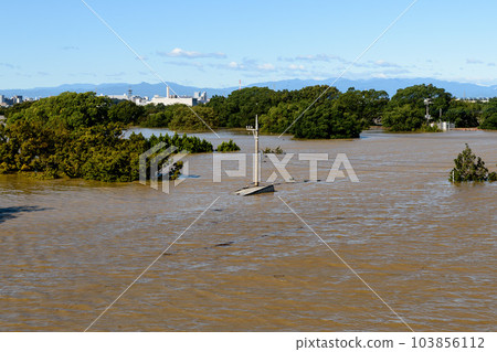 由於 2019 年東日本颱風和防洪效果，Saiko Doman Green Park（荒川）被淹沒 103856112