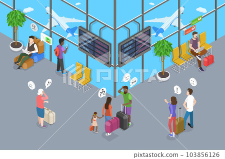 3D Isometric Flat Vector Conceptual Illustration of Cancelled Flight 103856126