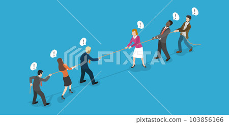 3D Isometric Flat Vector Conceptual Illustration of Competing Business Groups 103856166