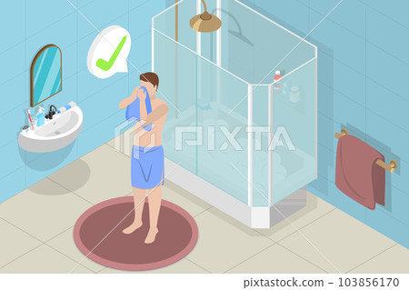 3D Isometric Flat Vector Conceptual Illustration of After Shower 3D Isometric Flat Vector Conceptual Illustration of After Shower 103856170
