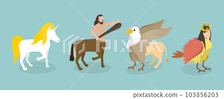 3D Isometric Flat Vector Set of Fairy Characters 103856203