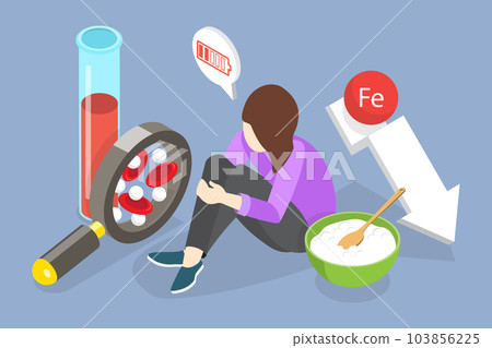 3D Isometric Flat Vector Conceptual Illustration of Anemia 103856225