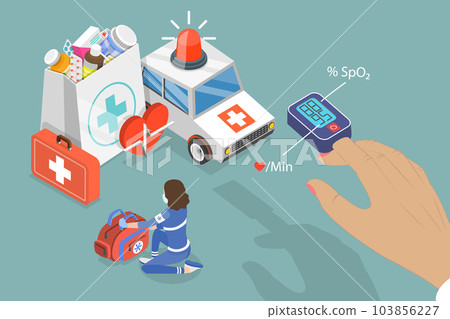 3D Isometric Flat Vector Conceptual Illustration of Low Oxygen in the Blood 3D Isometric Flat Vector Conceptual Illustration of Low Oxygen in the Blood 103856227