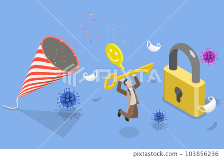 3D Isometric Flat Vector Conceptual Illustration of End Of The Pandemic 103856236