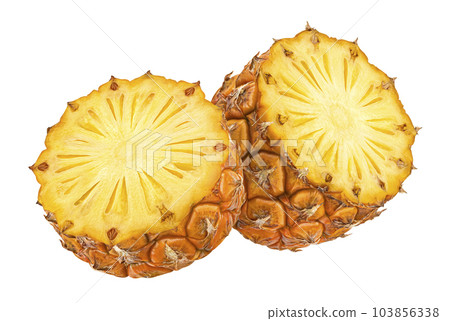 Sliced pineapple isolated on white background, full depth of field 103856338