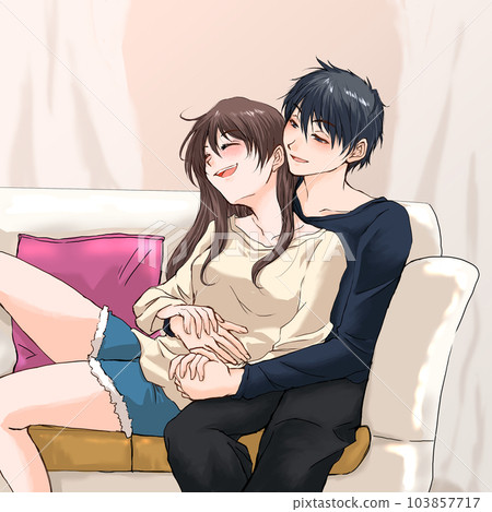 couple relaxing on the sofa couple relaxing on the sofa 103857717
