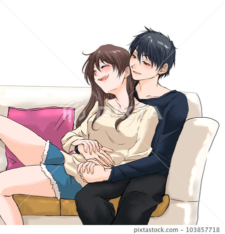 couple relaxing on the sofa couple relaxing on the sofa 103857718