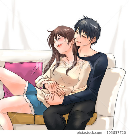 夫婦在沙發上放鬆 夫婦在沙發上放鬆 103857720
