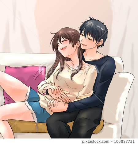 夫婦在沙發上放鬆 夫婦在沙發上放鬆 103857721