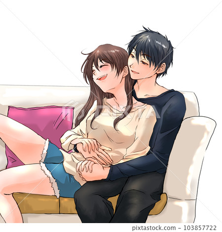 夫婦在沙發上放鬆 夫婦在沙發上放鬆 103857722