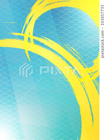 Seigaiha pattern Gold and blue gradation background illustration Japanese pattern Seigaiha pattern Gold and blue gradation background illustration Japanese pattern 103857735