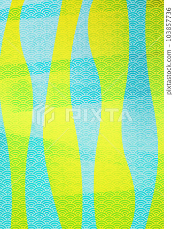Seigaiha pattern Gold and blue gradation background illustration Japanese pattern 103857736