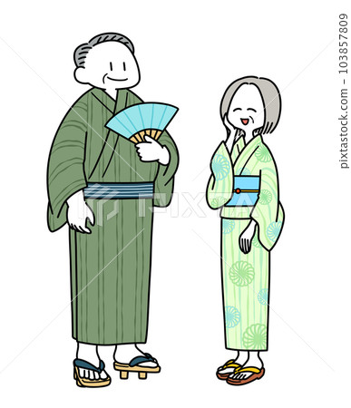穿浴衣的老年男女 103857809