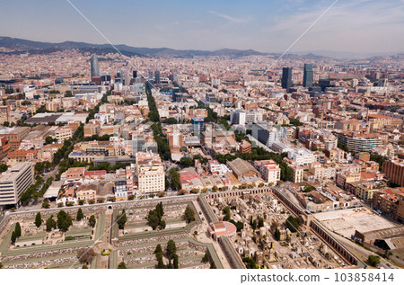 Aerial view of district of Barcelona with modern apartment buildings 103858414